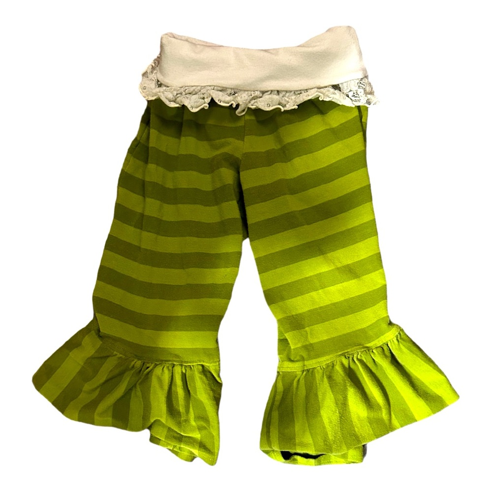 Persnickety Bella Green Pants Leggings Bohemian Hippie Ruffled Hem Size 5